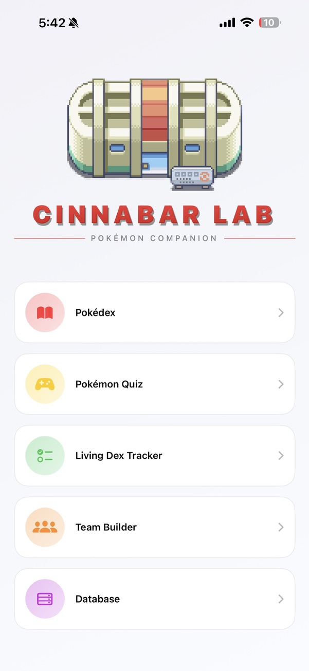 Cinnabar Lab home screen