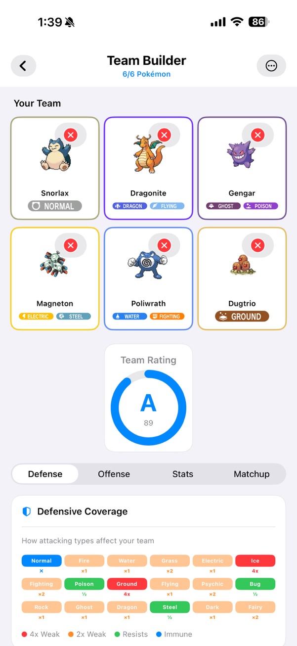 Team Builder screen